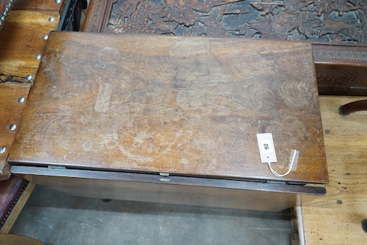 A George III mahogany single drop leaf pad foot table, width 76cm extended, width 73cm, height 69cm
